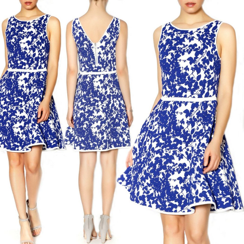 MILLY Floral Dress Fit & Flare Jacquard A-Line M